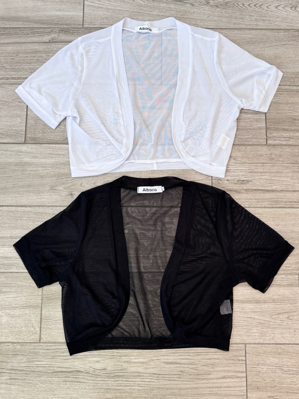 Aiboria Mesh Bolero Shrug Duo - White & Black, Girl Size Small